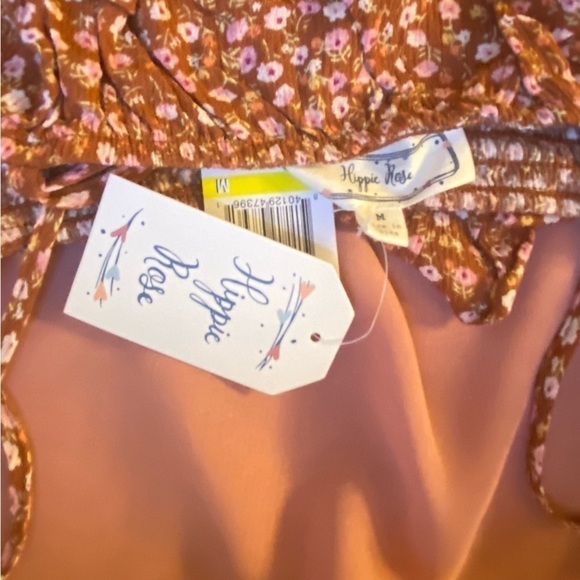 Hippie Rose New Size Medium Crop Top Smocked Ruffle Ditsy Daisy Floral - Picture 3 of 7